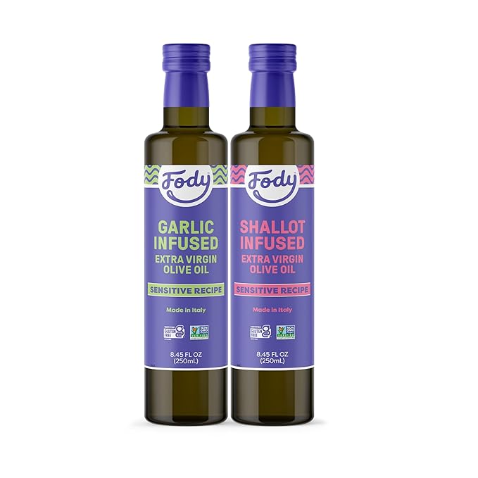 Fody Foods Garlic & Shallot Infused Extra Virgin Olive Oil, 8.45 Oz (Pack of 2), Low Fodmap Certified, Gut & IBS Friendly, Cold-Pressed, Vegan