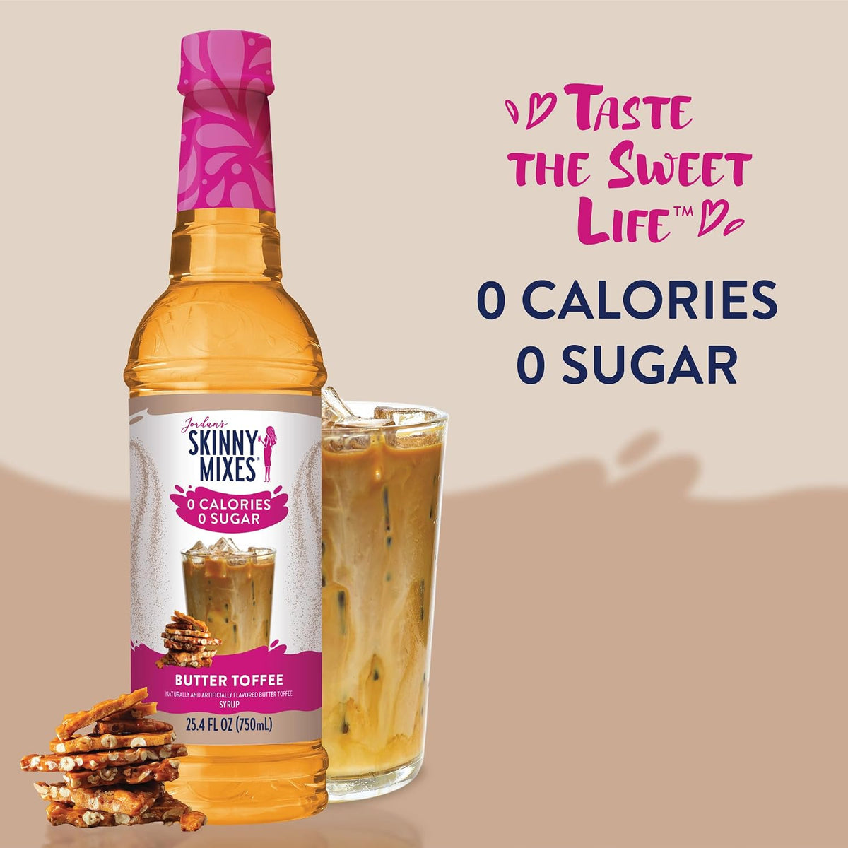 Jordan's Skinny Mixes Butter Toffee Coffee Syrup, 25.4 oz