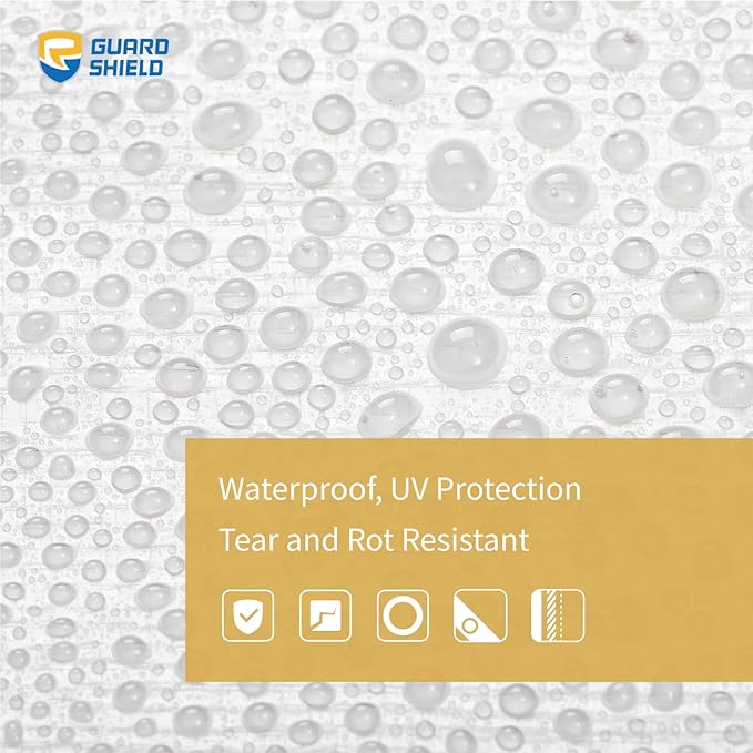 GUARD SHIELD Heavy Duty Tarp 18x24 Feet White Multi Purpose Thick Waterproof Poly Tarp Cover 10mil