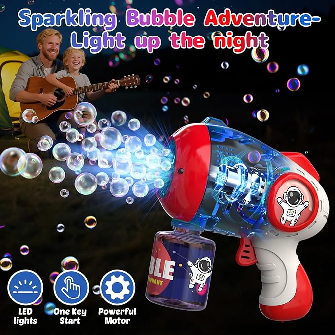 EagleStone Bubble Guns for Kids 4-8, 2 Pack Light-Up Automatic Bubble Gun Blasters with 4 Solution, Bubble Machine for Toddlers, Outdoor Summer Toy, Easter Gifts, Birthday Wedding Party Favors