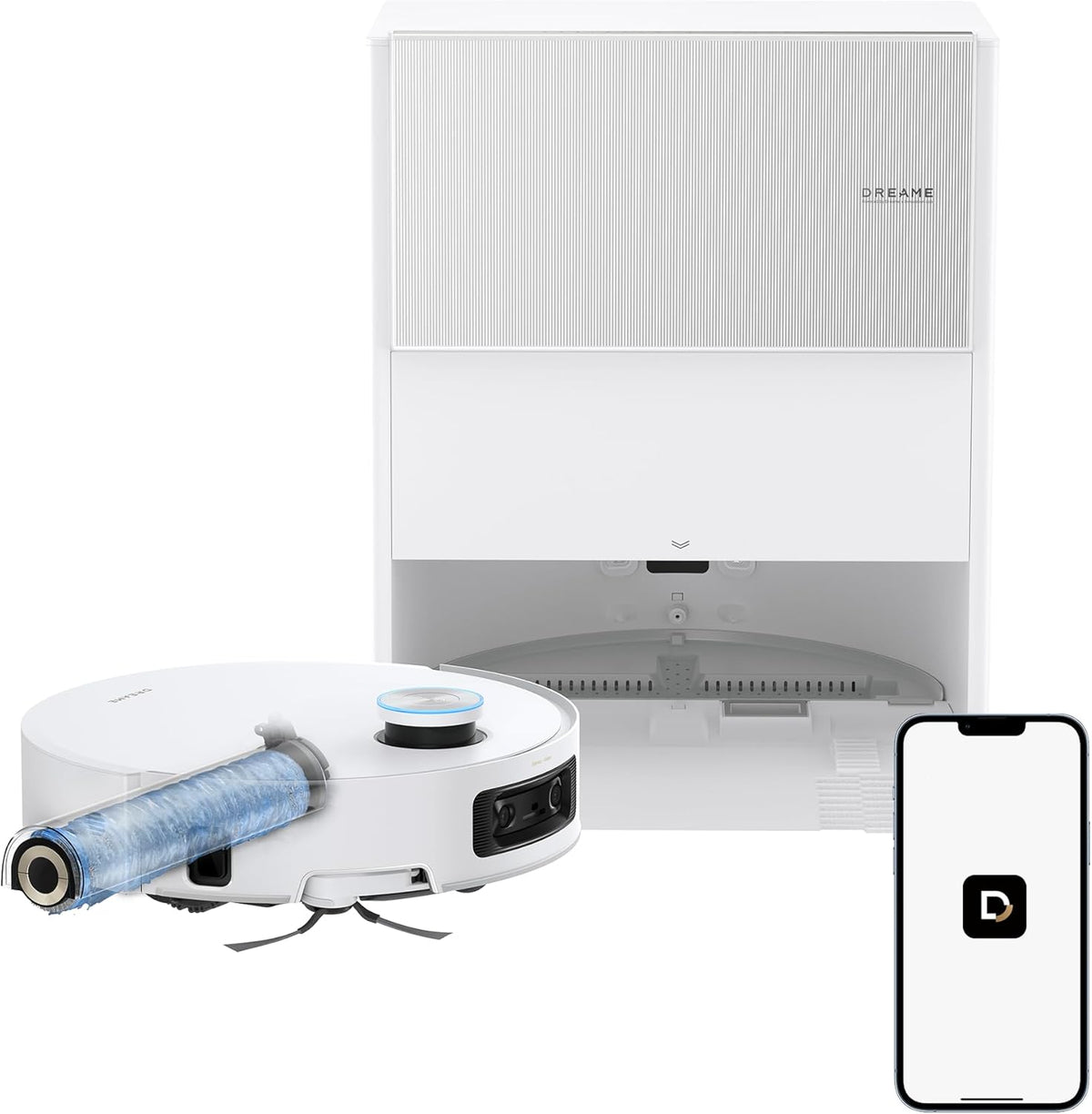 DREAME Aqua10 Ultra Roller Robot Vacuum and Mop & 30,000Pa Suction, Self-Cleaning Dock & Extending Roller Mop, Heat-Washes & Dries, Carpet Protection, AI Camera & LiDAR Avoidance Tech, Voice Control