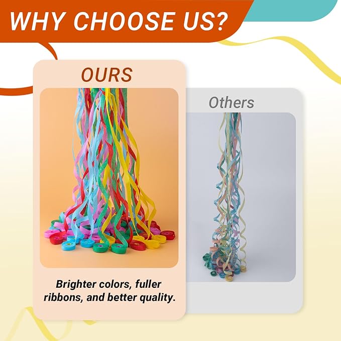 50 Pcs Hand Throw Streamers, Colorful Confetti Poppers with No Mess Streamers,Graduation Birthday & Engagement Party Favors Supplies
