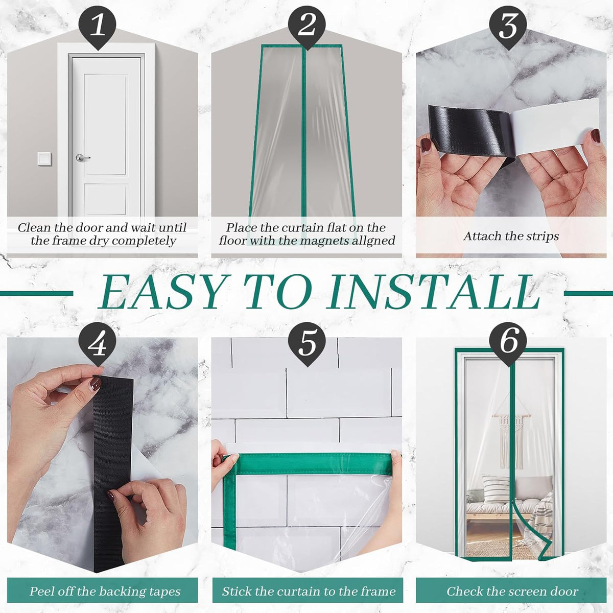Amylove Zipper 48 x 87 Inch Dust Barrier Kit Green Edged Temporary Construction Door Barrier 4 x 7.25 ft Reusable Plastic Curtain Cover Containment Doorway Wall Screen Sheeting for Bathroom Hallway