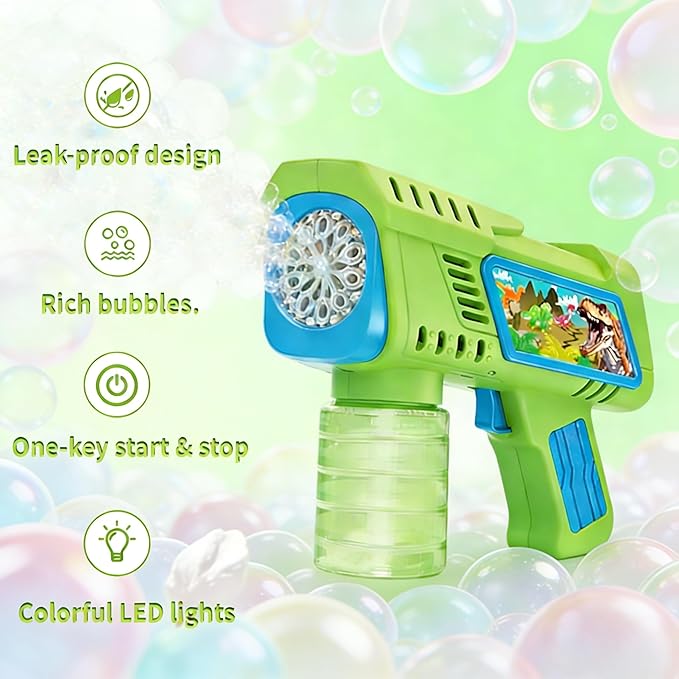 Bubble Gun for Kids with LED Lights & Leak-Proof Design Outdoor Toys for Boys Girls Party Favors Summer Toy Birthday Gifts Easter Bubbles for Wedding Favors