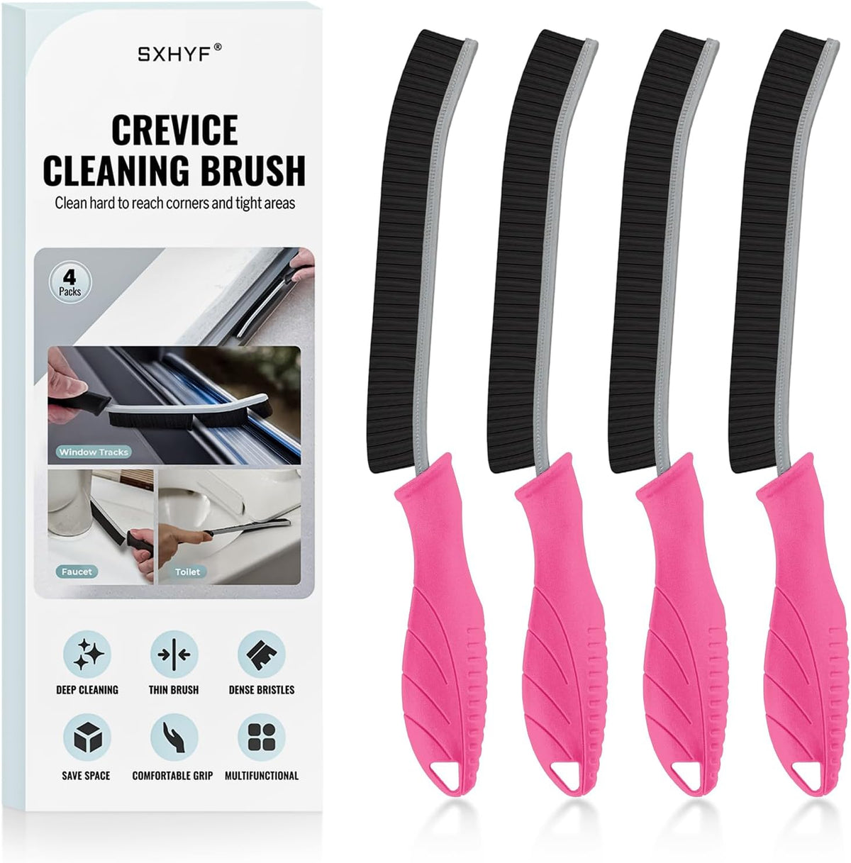 SXhyf Crevice Cleaning Brush - Grout Scrub Brush, House Cleaning Supplies, Gap Cleaning Tools, Home Essentials, Gifts for Women Men, Hard Bristle Crevice Cleaner Brush for Household Use, Bathroom