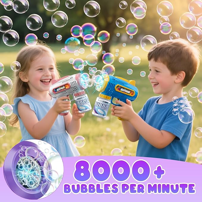3 Pack Bubble Guns with Bubbles Solution: Automatic Bubble Maker Machine for Boys Girls, Bubble Guns Outdoor Toys for Toddlers, Party, Wedding Birthday Gifts for Ages 3 4 5 6 7 8 Year Old Kid