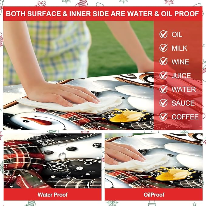 Picnic Table Cover with Bench Covers Set of 3, Elastic Fitted Tablecloth for 6 Foot Tables, Washable Polyester Tablecloths for Camping, Indoor & Outdoor
