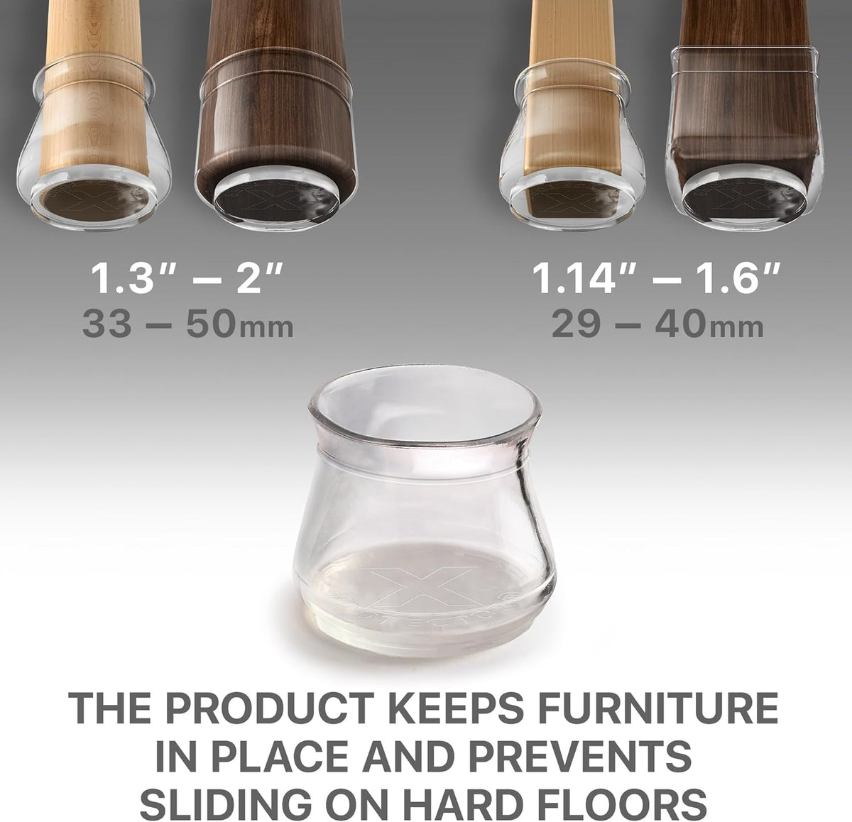 X-Protector Silicone Chair Leg Floor Protectors with Non-Slip Furniture Pads - 24 PCS 1.3" - 2" - Anti-Slip Chair Leg Covers - Non-Skid Furniture Leg Caps - Furniture Pads for Hardwood Floors!