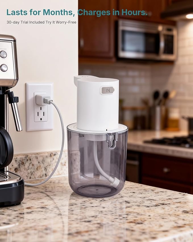 Automatic Soap Dispenser Touchless, 4-Level Adjustable Liquid Soap Dispenser, 13.5oz/400ml USB Rechargeable, IPX5 Waterproof, Countertop or Wall Mount, for Kitchen Bathroom, White