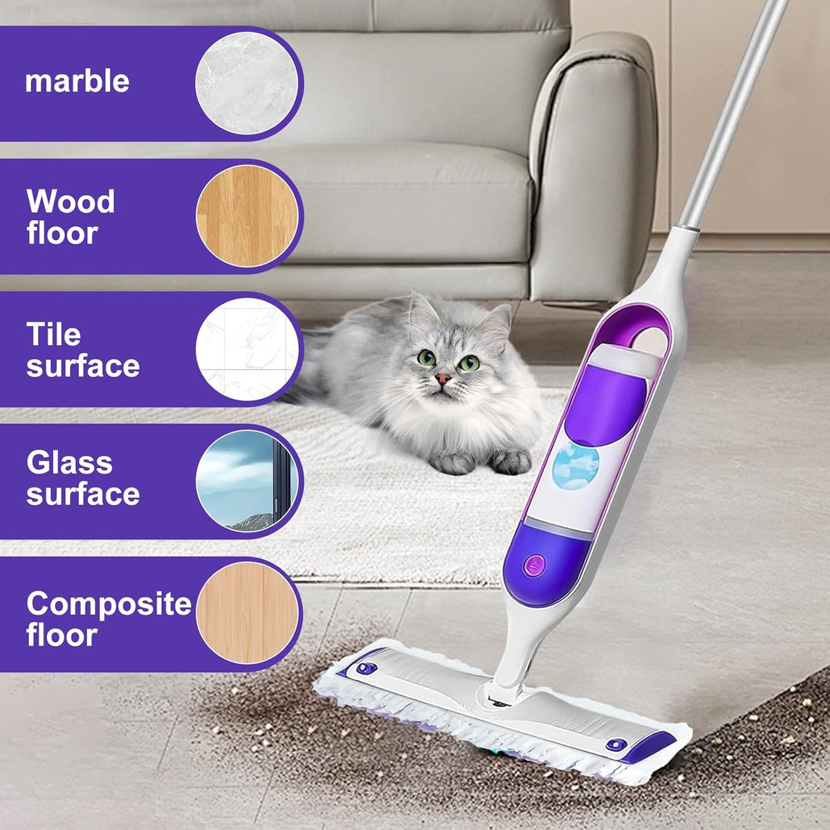 5X Cleaning Power Mop Pads Compatible with Swiffer PowerMop, Disposable Mopping Pad Refills for Cleaning, Multi-Surface Wood Floor Replacement Pads (32)