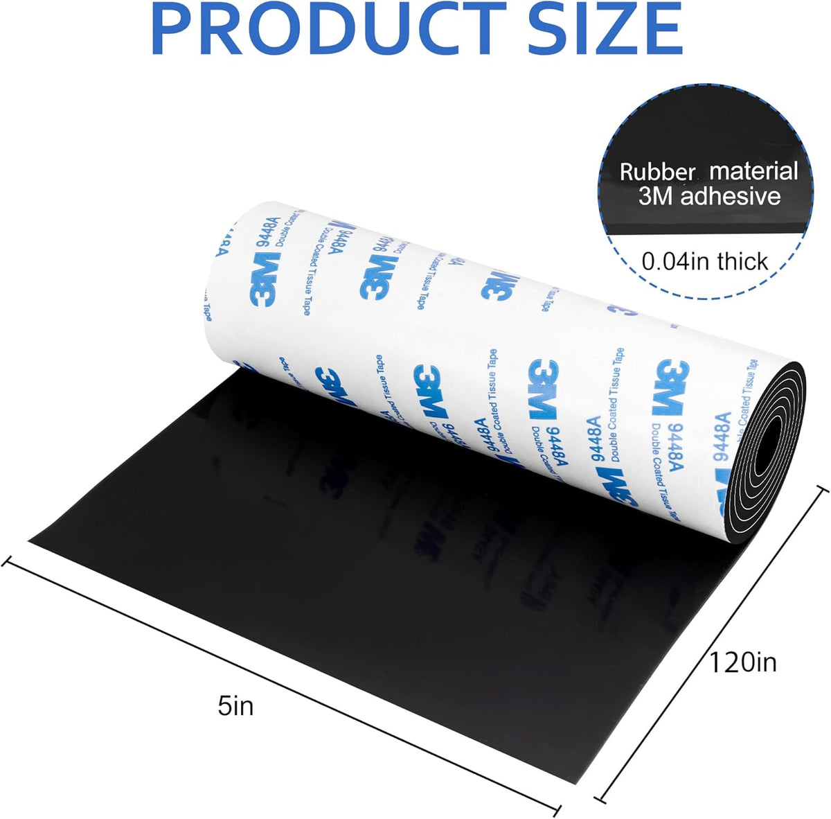 Non Slip Furniture Pads, 5" x 120" Rubber Furniture Pads Anti Skid Pads Non Slip Self Adhesive Cuttable Rubber Tape Strip Roll for Protecting Hardwood Floors Chair Wall Protector - Black