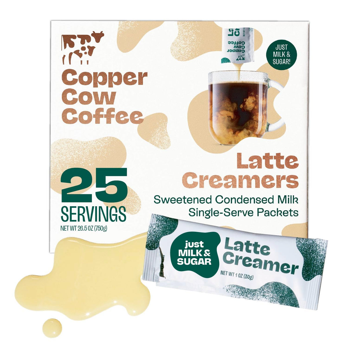 Copper Cow Coffee Sweetened Condensed Milk Coffee Creamer Singles (25 pack), Vietnamese Inspired Coffee Creamer