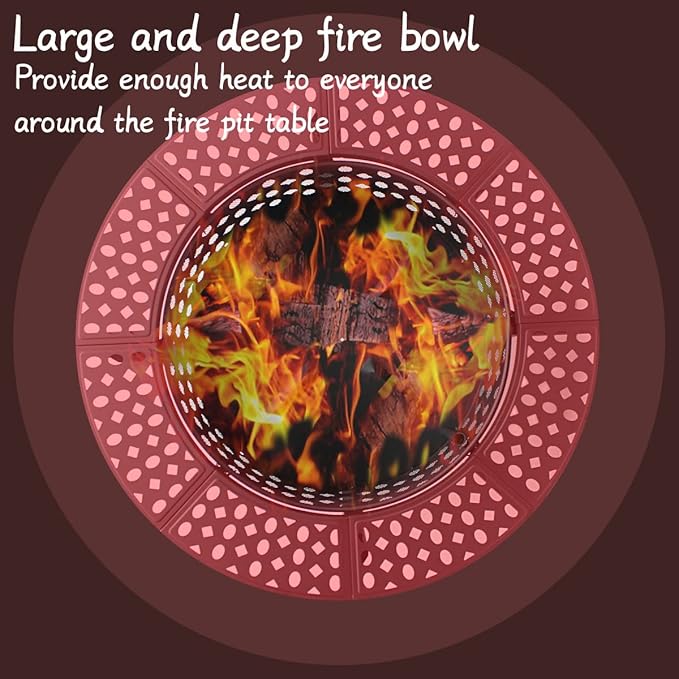 36 Inch Fire Pit with 2 Grills, Wood Burning Fire Pits for Outside with Lid, Poker and Round Waterproof Cover, BBQ& Outdoor Firepit & Round Metal Table 3 in 1 for Patio, Picnic, Party