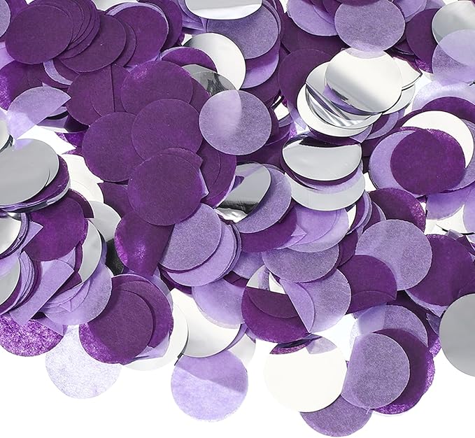 PATIKIL Round Tissue Paper Confetti 1 Inch, Table Confetti Circle Dots for Wedding Birthday Party Balloon Decorations(1.76 oz),Purple/White