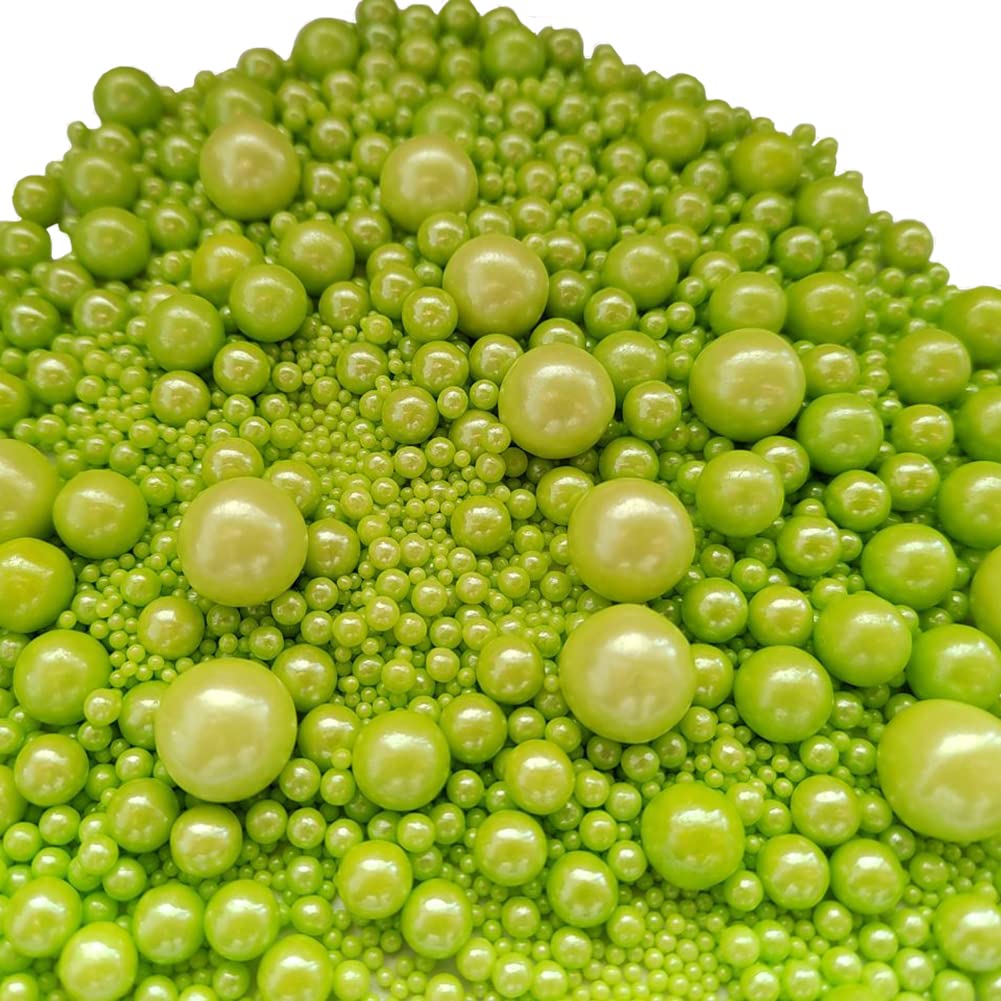 Edible Green Sugar Pearls Candy Sprinkles 120G/ 4.23Ounce Baking Cake Sprinkles Cupcake and Cake Topper Cookie Decorations Wedding Party Valentines