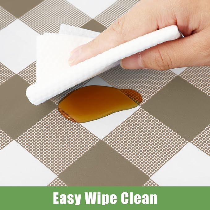 Smiry 6 Pack Khaki Gingham Disposable Tablecloths - 54" x 108" Heavy Duty Plastic Table Cloth, Waterproof Buffalo Plaid Table Covers for Picnic, Banquets, Outdoor Parties