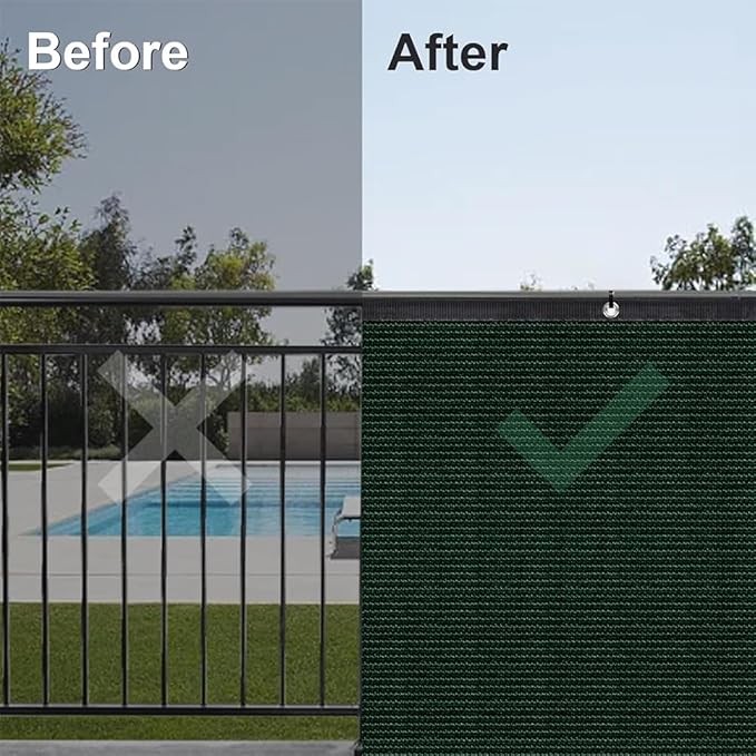 LITA 4' x 120' Garden Privacy Fence Screen Cover (HDPE) UV Protection Weather-Resistant Heavy Duty Shade Cover for Deck, Patio, Backyard, Outdoor Pool, Porch, Railing, Dark Green, Customizable