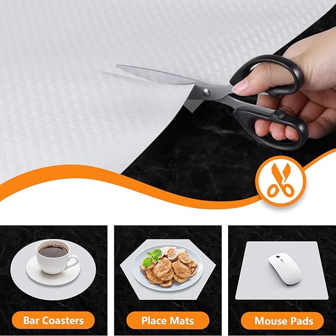 White Shelf Liner Kitchen Cabinet Liners Refrigerator Liners Waterproof & Oil-Proof Cupboard Liner Drawer Mats EVA Material Non Adhesive Fridge Liner 23.6 x 78.7 Inch