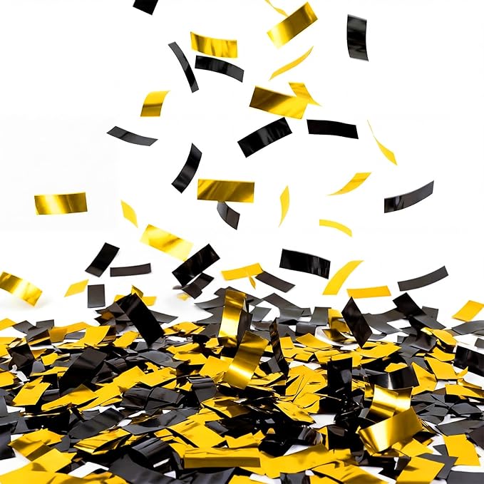 Sumind 1000 Grams Gold Black Large Metallic Confetti Glitter Throwable Table Scatter Foil Confetti for Wedding Birthday Party Baby Shower Graduation Valentine Halloween Christmas Celebrations