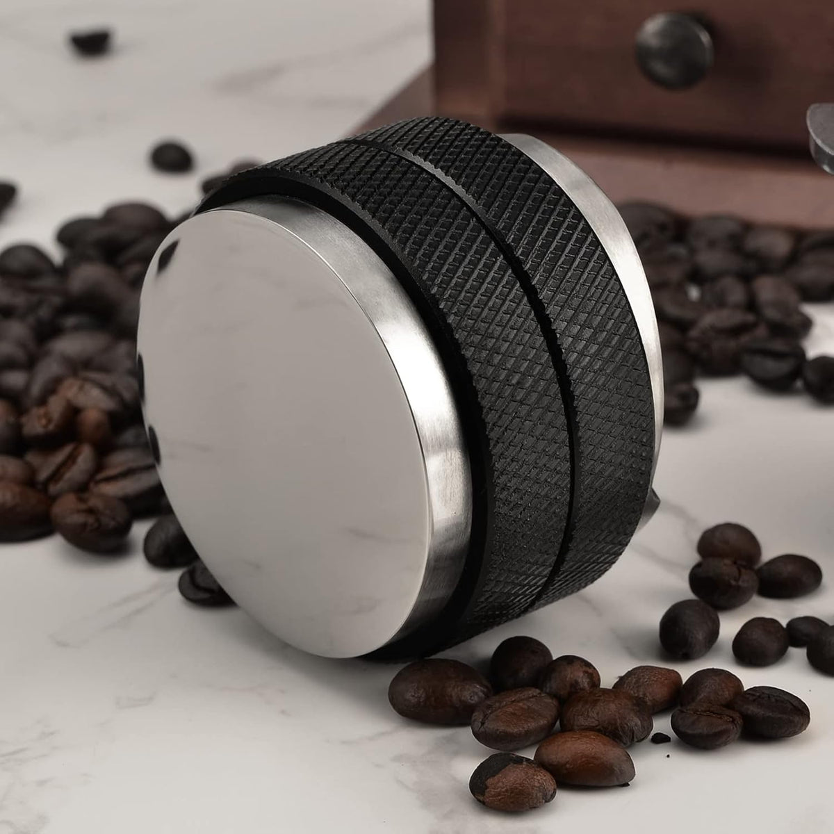 51mm Espresso Tamper, Coffee Distributor Adjustable Height, Coffee Leveler Fits with Two-in-one Double-head and Flat-bottom Three Leaf for Macaroons