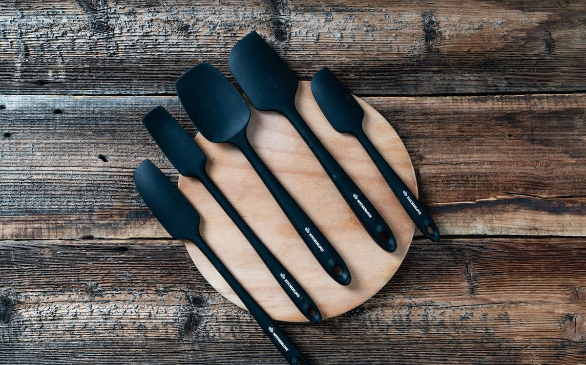 Kitchenlove Premium 600°F Heat Resistant 5 Piece Silicone Spatula Set for Baking, Cooking, Mixing - Non-Stick with High Grade S-Iron Steel Core