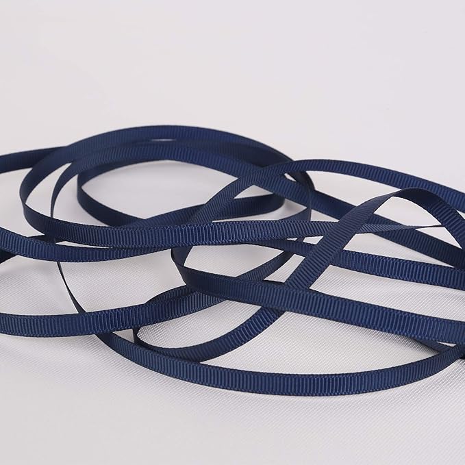 Ribbonitlux 1/4" Wide Solid Grosgrain Ribbon 25 Yards (370-Navy ）, Set for Gift Wrapping, Party Decor, Sewing Applications, Wedding and Craft