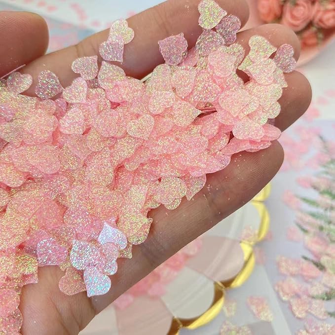 2500pcs Pink Love Heart Shaped Glitter Confetti for Valentine's Day, Anniversary, Birthday, Wedding, Bridal Shower & Baby Shower Parties Decorations