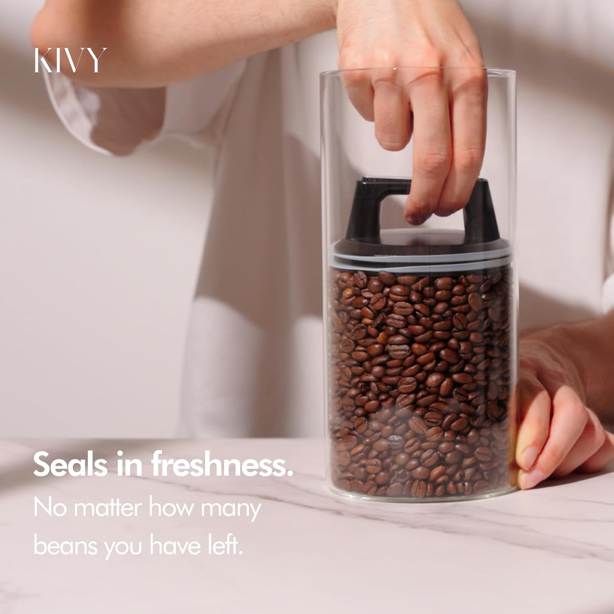 Kivy Vacuum Seal Coffee Canister [AIRTIGHT] - Coffee Canister with Airtight Lid - Airtight Coffee Jar - Air Tight Coffee Container