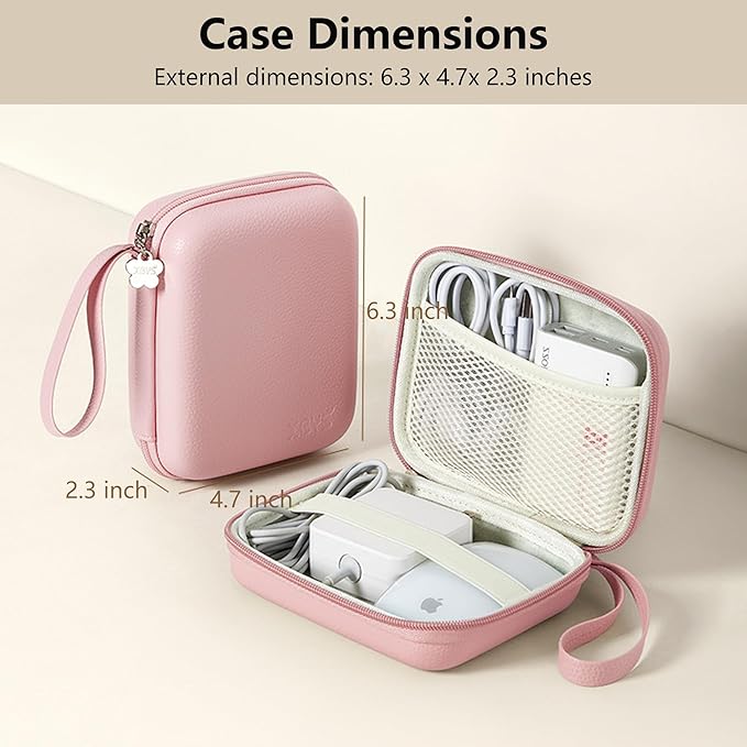 Charger Case for Macbook, Portable Tech Electronic Organizer Bag,Travel Storage Pouch for Laptop Accessories, MacBook Power Adapter, Charging Cords, USB Drives, Power Bank (Pink, L)