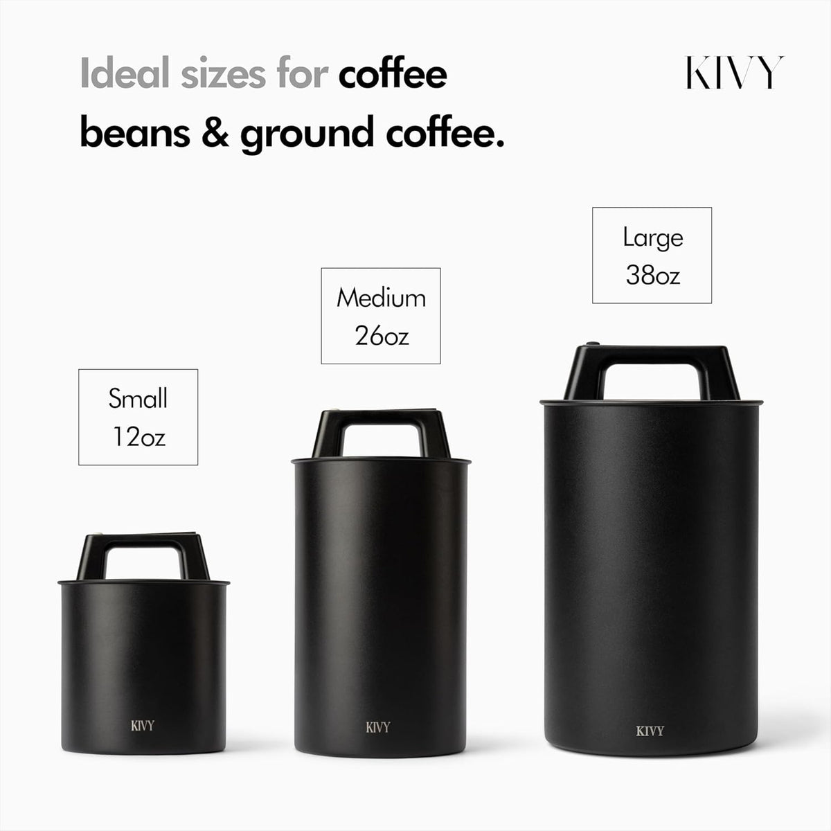 Kivy Vacuum Seal Coffee Canister [AIRTIGHT] - Coffee Canister with Airtight Lid - Airtight Coffee Jar - Air Tight Coffee Container