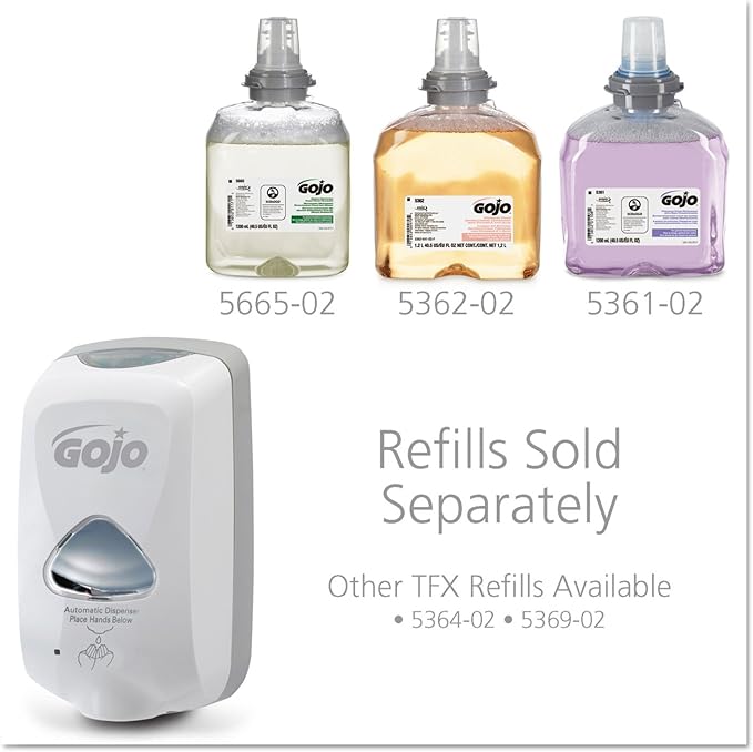 GOJO 274012 TFX Foam Soap Dispenser, 1200ml, 4 1/10w x 6d x 10 3/5h, Gray