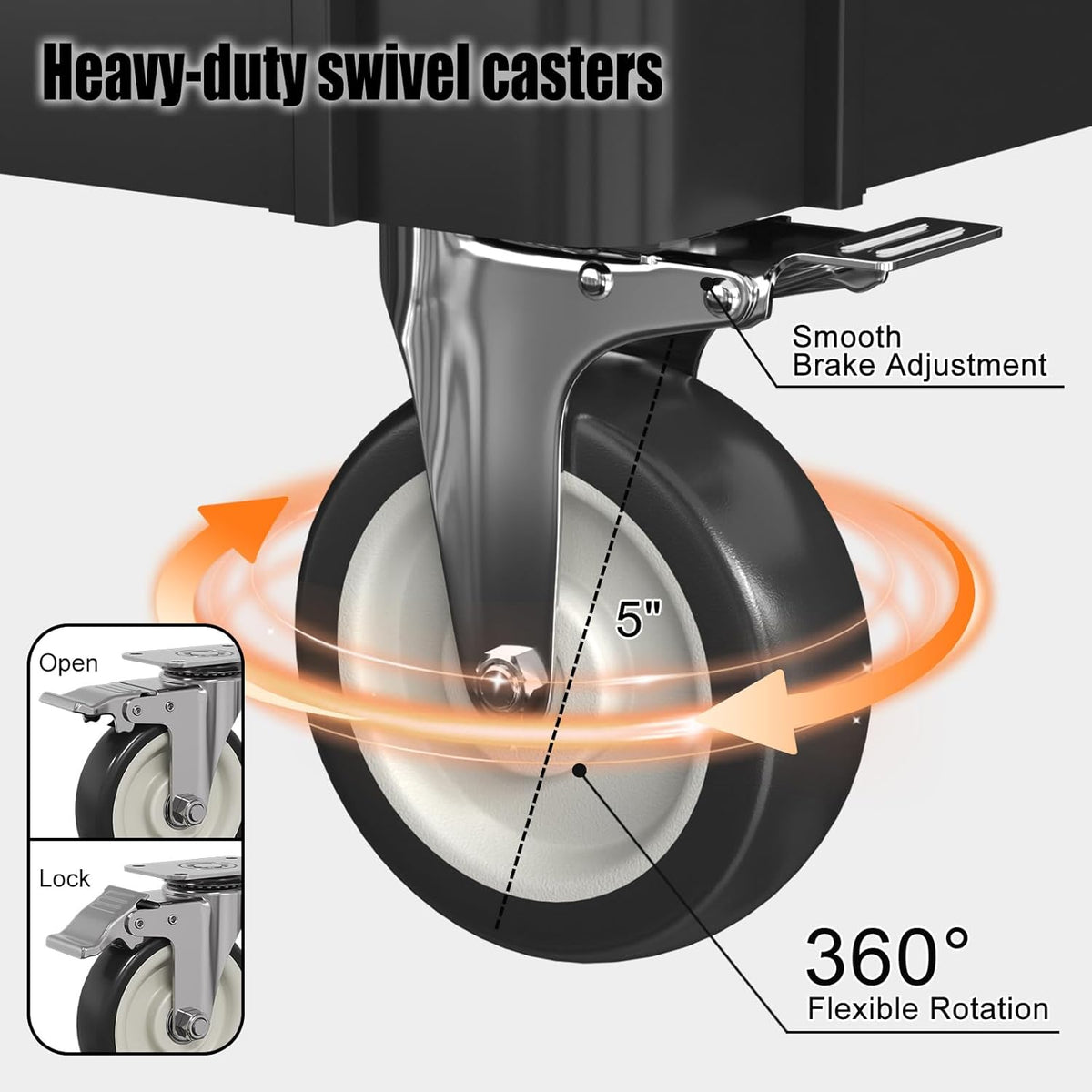 2 Tier Plastic Rolling Cart Utility Cart on Wheels, Heavy Duty Tool Carts with Ergonomic Storage Handle and Deep Shelfs, Work Cart Service Cartss for Garage, Warehouse, Workshop, Office, Cleaning