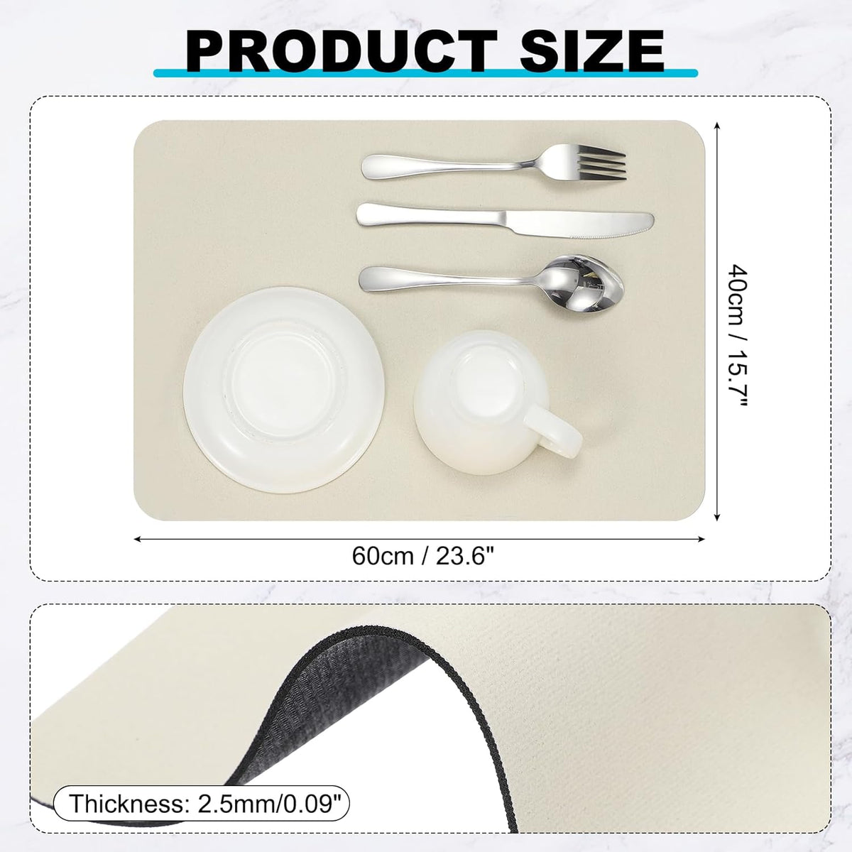 uxcell Silicone Mats for Kitchen Counter, 23.6" x 15.7" Non-Slip Countertop Protector Mat Heat Resistant Coffee Mat Waterproof Table Placemat, Beige