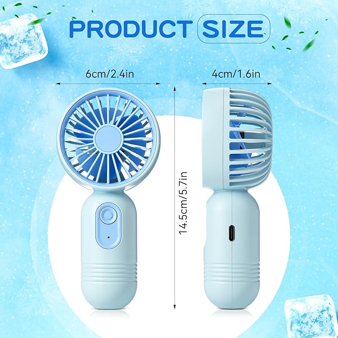 Rossesay 24 Pack Mini Portable Fan Bulk for Travel 3 Speeds, Rechargeable USB Battery Operated, Small Handheld Personal Eyelash Fans for Women Men Indoor Outdoor(Blue)