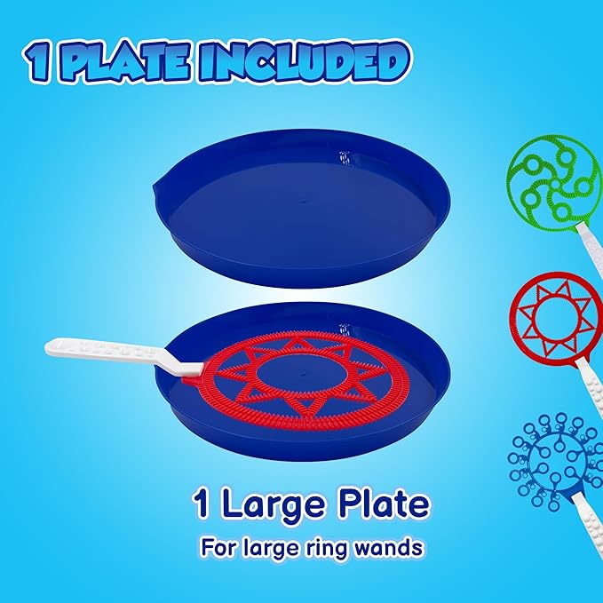 Bubble Wands for Kids - Giant Bubble Wand Set with Tray, Outdoor Toy for Kids, 11 Pcs Large Ring Kit with Mix Solution
