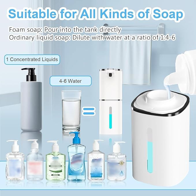 Automatic Soap Dispenser Touchless,Hands-Free,9 Multi Adjustable Volume,Waterproof Hand Soap Dispenser Compatible with Dish/Hand Soap for Bathroom and Kitchen,Easy for Toddlers (Black,Liquid)