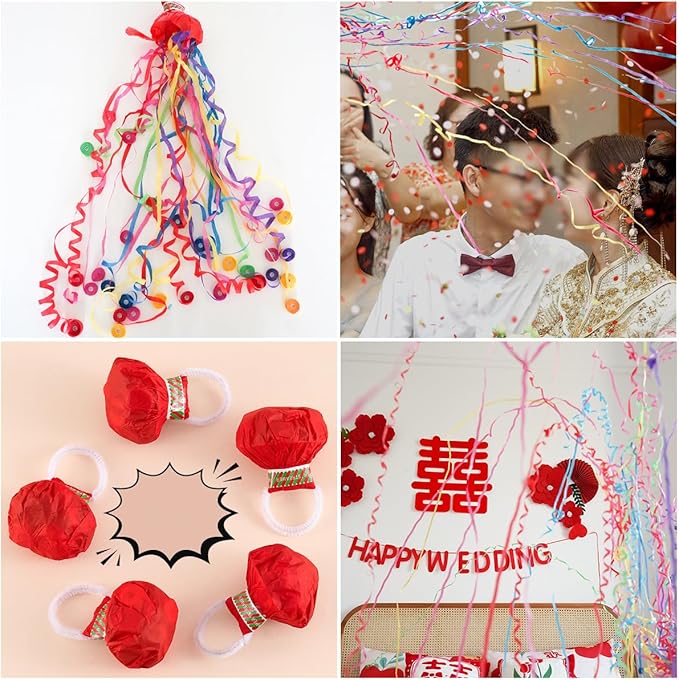10 Pack Hand Throw Streamers Colorful Streamer Poppers No Mess Confetti Popper No Mess Streamers Cracker Easy Clean Up Paper Poppers for Engagement Wedding Birthday Party Celebration Graduation