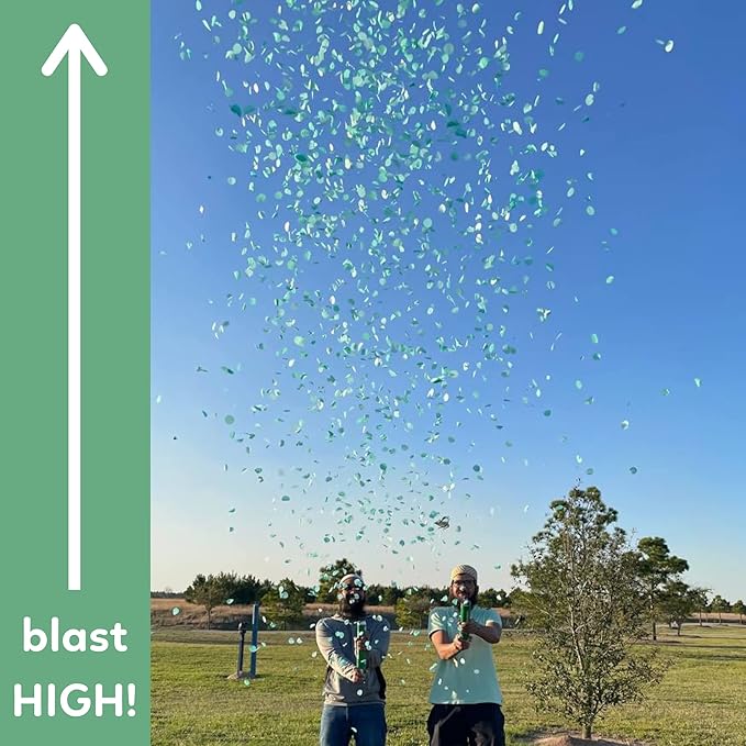 2 Pack Confetti Cannon Confetti Poppers | Biodegradable Green Confetti | TUR Party Supplies | Launches Up to 25ft | Giant (12 in) | Party Poppers for Graduation, Birthdays, Weddings, and Memorial Day
