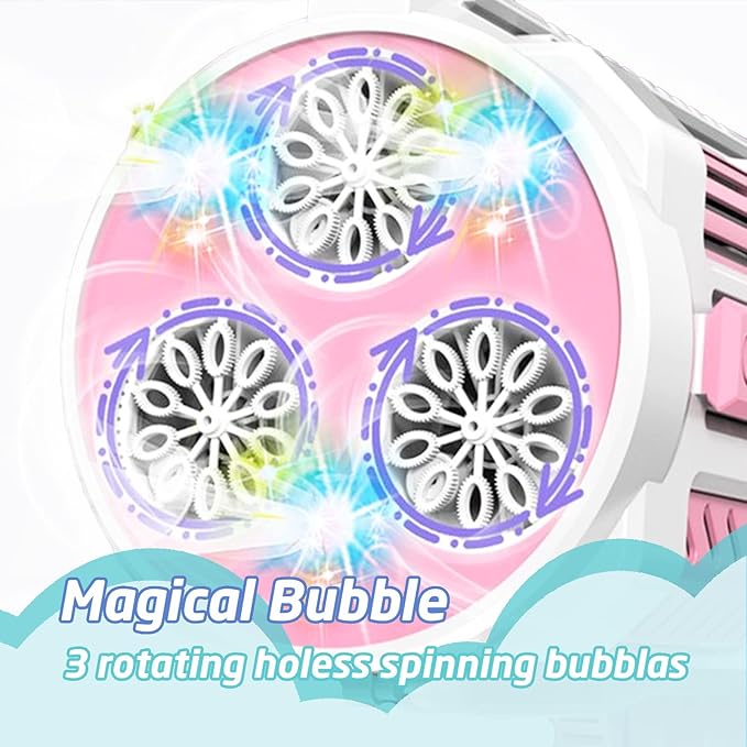Automatic Gatling Bubble Gun with 2 Rechargeable Batteries, Produces Tens of Thousands Bubbles/Min, Includes Sight & Flashlight, ABS Drop-Tested, Bubble Machine Toy for Kids Adults Party Wedding