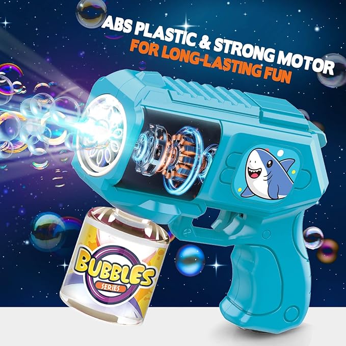 Bubble Guns with Bubble Solution- 3 Pack, Bubbles Gun, Blaster, Blower, Maker, Machine for Boys Girls, Birthday Gifts for Ages 3 4 5 6 7 8 Year Old Kid, Outdoor Toys for Toddlers, Party, Wedding