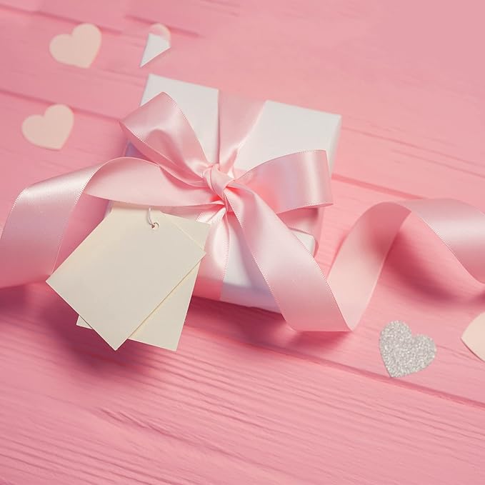 LIUYAXI Pink Double Face Satin Ribbon 1 Inch x 6 Rolls Total 60 Yards- White Pink Ribbon for Gift Wrapping, Crafts, Flower Bouquets, Hair Bows, Wedding,Valentine's Day