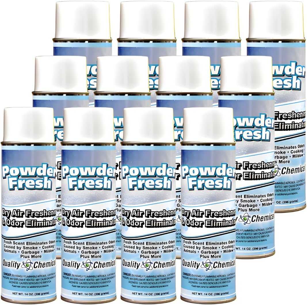 Quality Chemical Powder Fresh - The Most Powerful Dry Air Freshener - Best Room Deodorizer and Air Spray for a Fresh and Clean Home 10 oz Can (Pack of 12)
