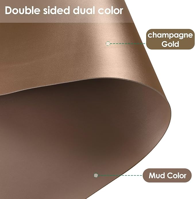 Desk Cover Protector - Used for Square Table Waterproof and Easy to Clean Good Flatness Easy to Used for Dining Table(Mud Color+Champagne Gold 44x44)