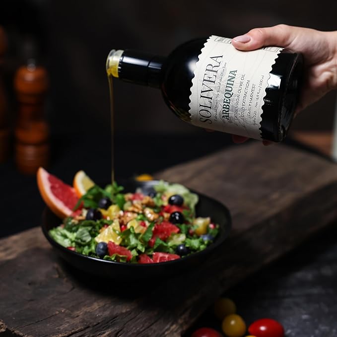 Solivera Arbequina Extra Virgin Olive Oil Cold Pressed, 300+ Polyphenols Rich, Single-Origin Organic Olive Oil, Delicately Fruity