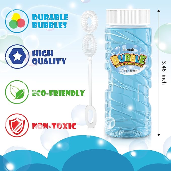 INSCRAFT 40 Pack Bubbles Solution Bulk, Party Favors for Kids Adults, 8 Colors Bottles with Wands for Birthday, Summer Toy, Weddings, Outdoor Activity, Refill for Bubbles Machine Blower