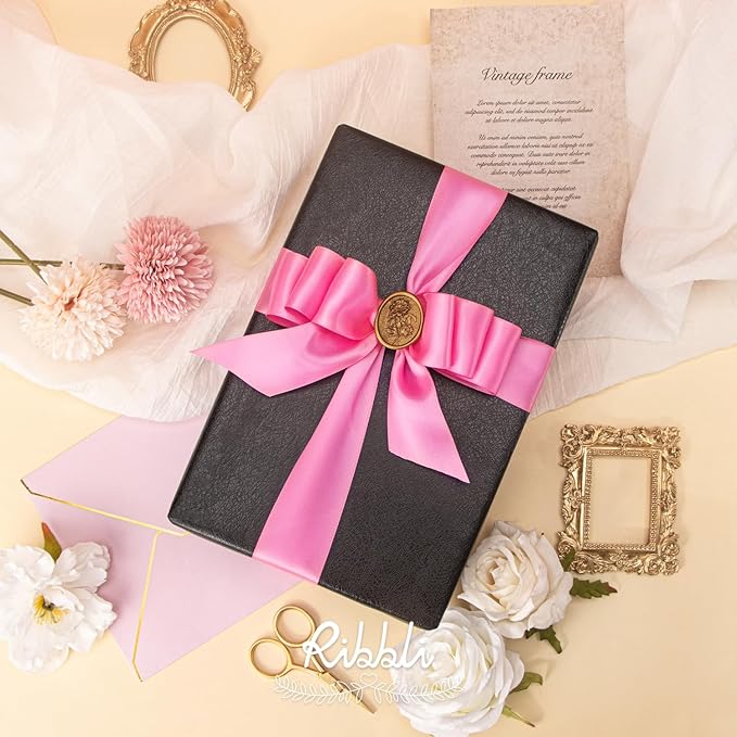 Ribbli Hot Pink Double Faced Satin Ribbon,1-1/2” x Continuous 25 Yards,Use for Bows Bouquet,Gift Wrapping,Floral Arrangement