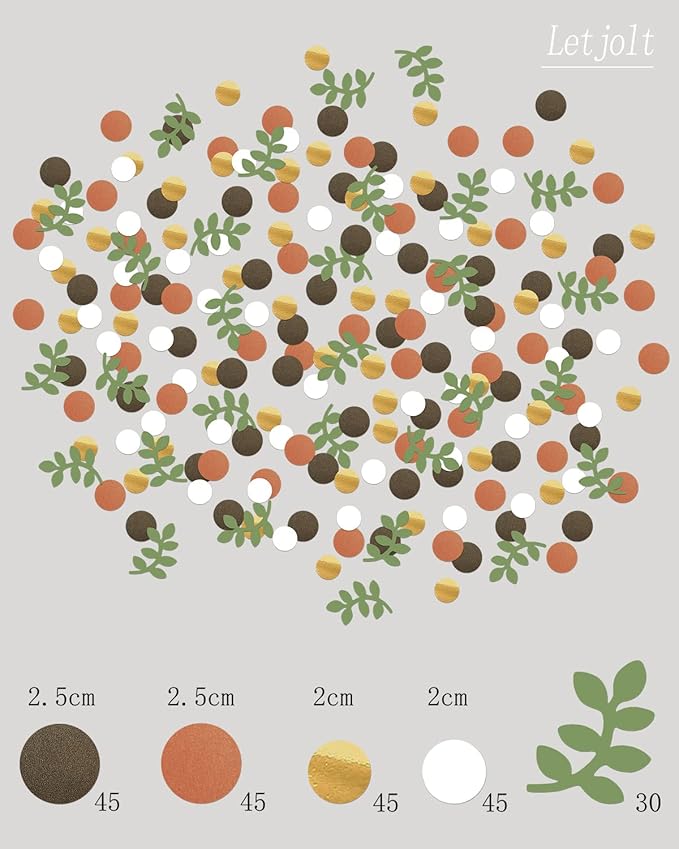 Letjolt Baby Shower Confetti Glitter Table Decoration Greenery Golden Eucalyptus Jungle Safari Theme Birthday Party Bridal Shower Wedding Decor Supplies 210Pcs