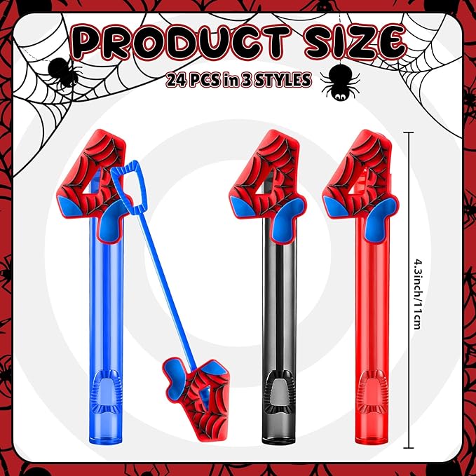 Jenaai 24 Spider Web Bubble Wands Number 4 Spider Bubble Wand Party Favors for Summer Activity Cartoon Birthday Gifts Carnival Goody Bag Stuffers Wedding Supplies