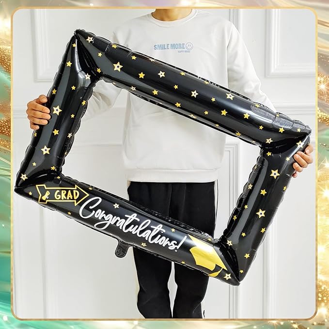 146Pcs Sage Green Gold White Graduation Balloon Garland Arch Kit,with Explosion Star,Diploma,Trophy,Grad Hat,Photo Frame Foil Balloon for Congrats Class of 2026 Graduates Celebration Party Decoration