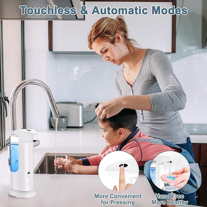 12.5oz Automatic Liquid Soap Dispenser, Touch-Free Battery Operated Adjustable Soap Dispensing Volume for Kitchen Bathroom